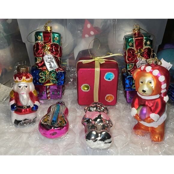 Stunning Vtg Embellished ALL Blown Glass Christmas Ornaments Germany #39 - Picture 1 of 12